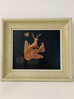Vintage Framed Copper Deer Wall Art